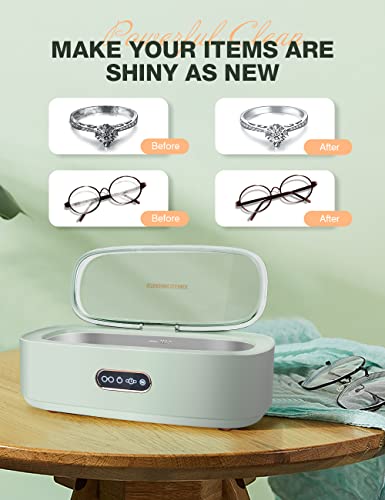 Ultrasonic Jewelry Cleaner, 300ml Professional Ultrasonic Cleaning Machine for All Jewelry-SUS 304 Tank, 45kHz Portable Household Cleaner for Gold, Silver, Eyeglasses, Watches, Rings, Dentures