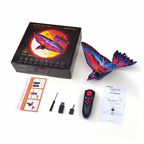 HANVON 2.4G Remote Control Bird Toy RC Bird Bionic Flying Bird,6-axis Gyro,Fabric Single Wing Lifting Design,Easy Indoor Outdoor RC Toy for Kids,Boys and Girls,Go Go Bird Bennu