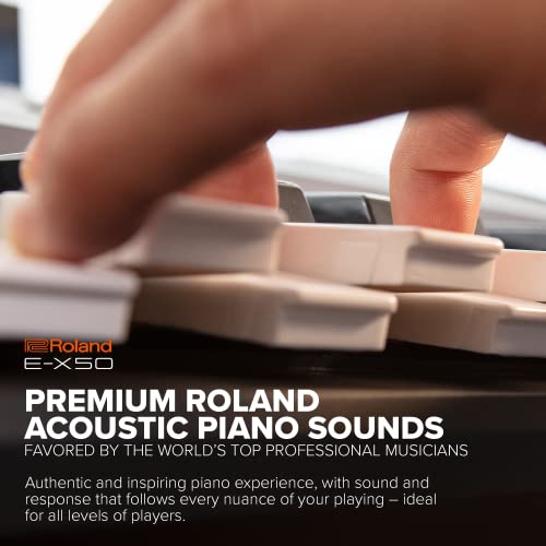 Roland E-X50 Electronic Arranger Keyboard – Easy-to-use | Stereo Speakers | Bluetooth | Professional Roland Sounds | Mic Input | Auto-accompaniment Function, Black