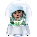 (Large, Silver) - LED Light up Photo Snow Globe (Silver, Large)