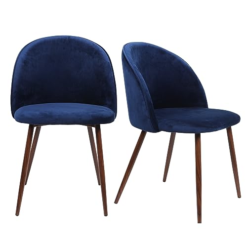 LEVEDE Dining Chairs, Set of 2 Reading Seating, Velvet Kitchen Chairs, Chic Nursing Seats, Home Furniture for Dining Room, Living Room, Cafe, Meeting Room, Load Up to 150kg (Navy)