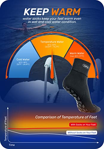 CAPAS 2mm Neoprene Waterproof Socks, Water Shoes Beach Volleyball Sand Proof Socks, Wetsuit Snorkel Socks Keep Warm for Men Women