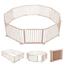 10 Panels Baby Playpen Fence Pen Safety Gate Activity Centre Pet Dog Cat Enclosure Barrier Playground Pine Wood Portable Play Room