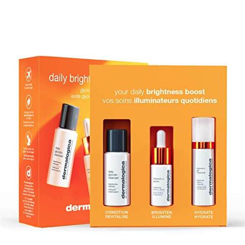 Dermalogica Daily Brightness Boosters Facial Skin Care Kit - Contains BioLumin-C Serum (0.3 oz), BioLumin-C Gel Moisturizer (0.5 oz), and Daily Glycolic Cleanser (1 oz)