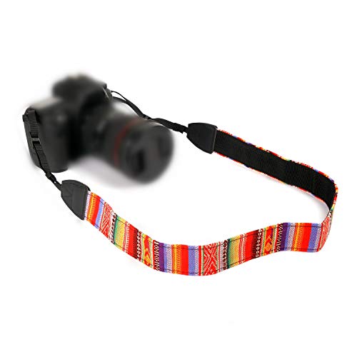 WANBY Camera Strap Canvas Rainbow Neck Shoulder Strap with Quick Release Buckles for DSLR SLR
