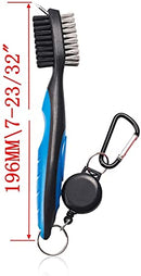 Pack of 2 Golf Club Brush Groove Cleaner with Retractable Zip-line and Aluminum Carabiner Cleaning Tools