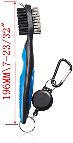 Pack of 2 Golf Club Brush Groove Cleaner with Retractable Zip-line and Aluminum Carabiner Cleaning Tools