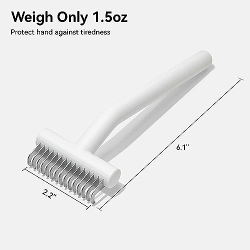 aumuca Cat Grooming Brush for Long Hair Cats, Cat Deshedding Comb for Pet, Undercoat Rake and Dematting Brush Remove Loose and Matted Fur, Flying Hair Removing Tools for Puppy, White