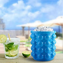 Silicone Ice Maker, Blue Large Silicone Ice Bucket, 2 in 1 Ice Cube Maker, Quick Cooling Ice Bucket Ice Cube Storage Bucket Ice Cube Making Mold for Party, Match, Picnic, Coctail