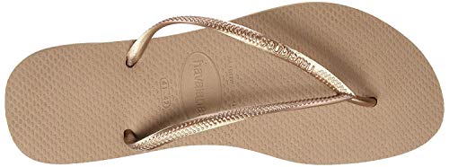 Havaianas Girl's Slim Rose Gold Flip-Flop, Rose Gold, 9 US