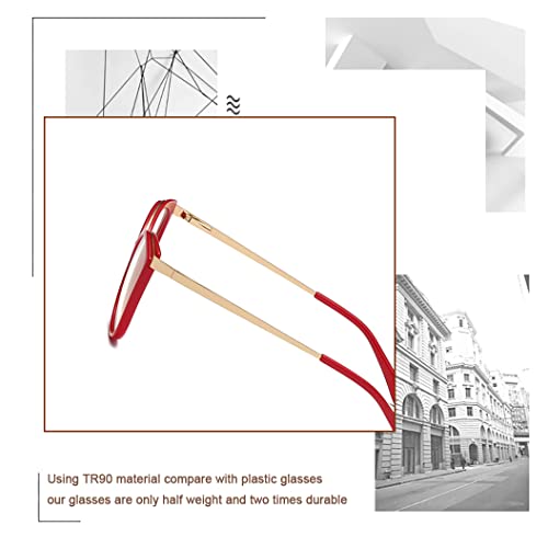 Blue Light Blocking Eyeglasses Women Square Computer Glasses Eyestrain Anti Blue Glasses Vintage Red Frame Eyeglasses