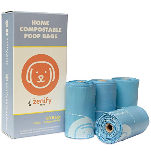 Zenify Pets Compostable Dog Poo Bags (60 Bags) - Certified Compostable Biodegradable Waste - Australian Owned
