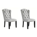 Signature Design by Ashley Jeanette Traditional 20" Tufted Upholstered Wingback Dining Chair, 2 Count, Light Gray