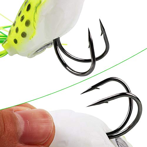 OriGlam 【Happy Shopping Day】 5pcs Topwater Frog Lures, Frog Crankbait Tackle, Frog Fishing Lures Soft Fishing Baits, Hollow Body 3D Eyes Frog Lure Weedless Swimbait with Hook for Bass Pike