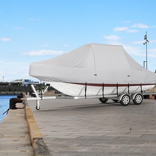 MR. COVER 600D Marine Grade Boat Cover for 22-24FT T-Top, Center Console,  Hard Top Boats, Beamwidth Up to 106 Inch, Heavy-Duty and Waterproof