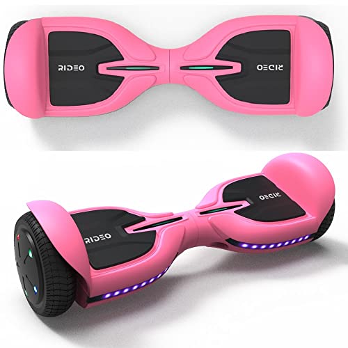 RIDEO Q3-C Hoverboard Electric Scooter UL 2272 DC 36v Brushless Dual Hub Motor 6.5 inch Wheels LED Light Bluetooth Music - Pink