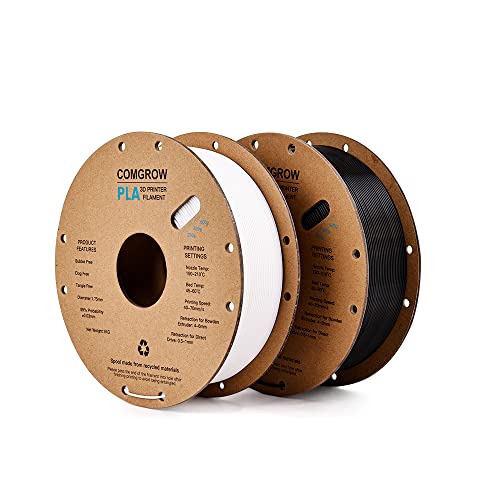 Comgrow Creality PLA 3D Printer Filament, Dimensional Accuracy +/- 0.02 mm, Black + White 1.75mm 2 Spools for Ender3 CR-10