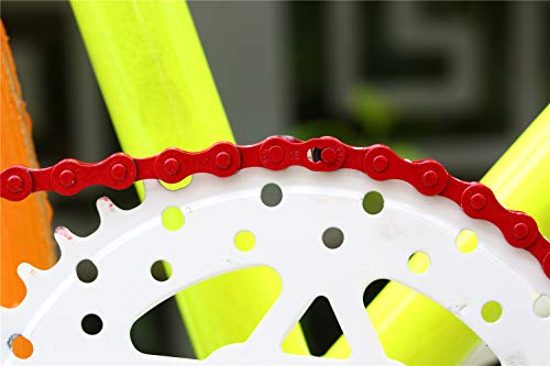 ZONKIE Single-Speed Bicycle Chain 1/2 x 1/8 Inch 116 Links (Red, 1/2" ×1/8" 116 Links)