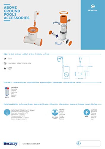 Bestway Flowclear Skimatic Filter Pump and Surface Skimmer, 680 Gallon