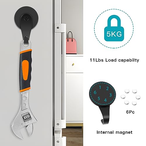 FYY Magnetic Hooks, 2 Pack Heavy Duty Magnets with Hook for Refrigerator, Magnetic Wreath Hanger for Metal Front Door Christmas Decoration, Cruise Hook Hanger for Hanging Cabins Grill Coat Pattern 2