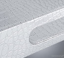 Beautiful Modern Elegant Silver 18x12 Rectangle Glossy Alligator Croc Decorative Ottoman Coffee Table Perfume Living Dining Room Kitchen Serving Tray with Handles by Home Trends for All Occassion's