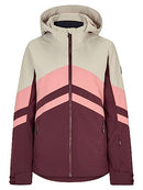 Ziener Women's Telia Ski Winter Jacket, Warm, Breathable, Waterproof, Velvet red. Silver Beige Dob, 38