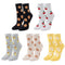 Womens Funny Crazy Crew Socks Girls Colorful Floral Pattern Socks Cute Silly Cartoon Animal Cotton Dress Socks, 5 Pair-food(butterfly Cookie Cherry Pizza Egg), 5-8