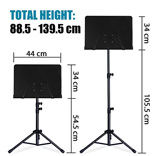 GLEAM Sheet Music Stand - 5 in1 Desktop Book Stand Metal with Carrying Bag Folder and Clamp