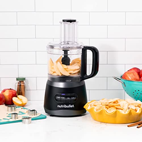 nutribullet Food Processor, Powerful 450w motor, 7 cup capacity, simplifies slicing, shredding, chopping, spiralizing, and more to make food prep a breeze, Includes 5 different stainless steel blades