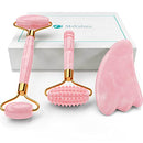 4-in-1 Jade Roller and Gua Sha Set. Rose Quartz Roller with Eye Massager, Jade Gua Sha, Ridged Roller Massager. Jade Roller For Face Real Jade 100% Jade Stone Roller. Warm Facial Massager or Ice Roller