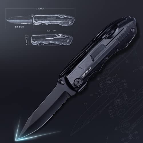 RAXCO Pocket Knife, 16-in-1 Multitools Folding Knife with long nose Plier, multi-tools with Screwdrivers
