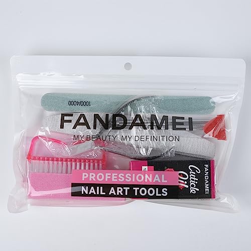 Nail Buffers and Files, FANDAMEI Manicure Tools Kit with 3PCS Nail File, 2PCS Nail Buffer, Rectangular Nail Buffer Block, Cuticle Nippers, Cuticle Pusher, Cuticle Peeler. Cuticle Oil and Nail Brush.