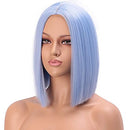 Ladies Medium Length Straight Hair Synthetic Bob Wig (Blue)