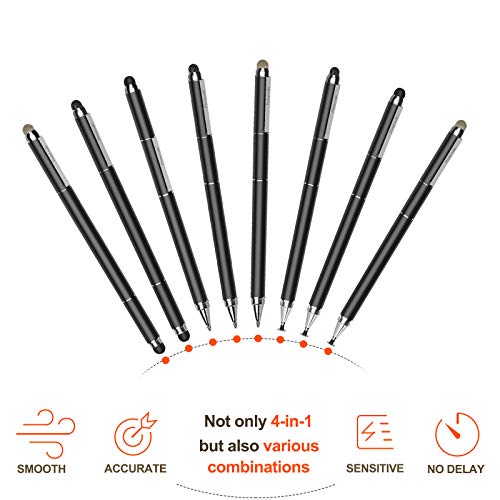 Penyeah Stylus Pen, 4 in 1 Disc Stylus Pens for Touch Screens, High Precision and Sensitivity Universal Capacitive Stylus, Stylist for Tablets,iPhone,iPad,Laptops with 4 Replacement Tips - Black