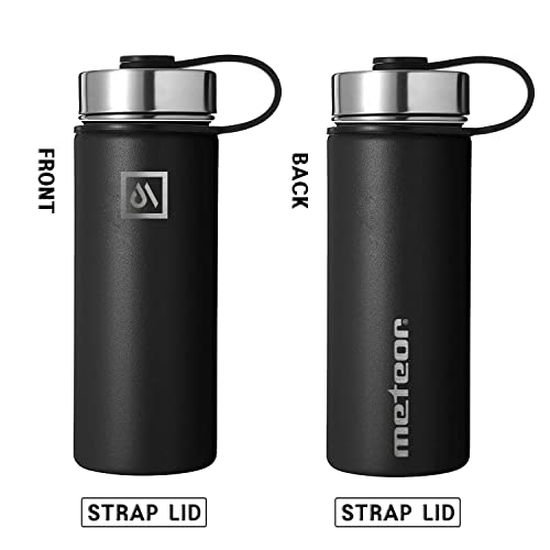 Meteor Insulated Stainless Steel Water Bottle, Vacuum Insulated Drink Bottle with Straw, Sports Water Bottle, Vacuum Flask, 3 Lids with Straw, Perfect for Kids, Sports, and Travel