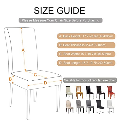 SearchI Waterproof PU Leather Dining Chair Covers Set of 6, Stretch Oilproof Parsons Chair Slipcovers Removable Washable Kitchen Chair Protector for Dining Room (Black)