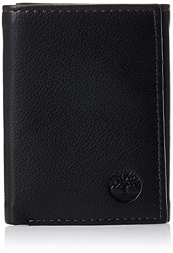 Timberland Mens Exclusive Blix Fine Leather Trifold Wallet, Black, One Size US, Black, One Size