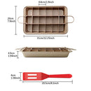 ZCOINS Brownie Pan with Dividers, Non-Stick Brownie Tray Square Cake Mould Brownie Ovenware Cookware Bakeware,18-Cavity and 12 * 8 inches(Champagne Gold)