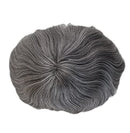 Mens Grey Toupee Super Thin Skin Human Hairpiece Natural Black mixed 60% Gray