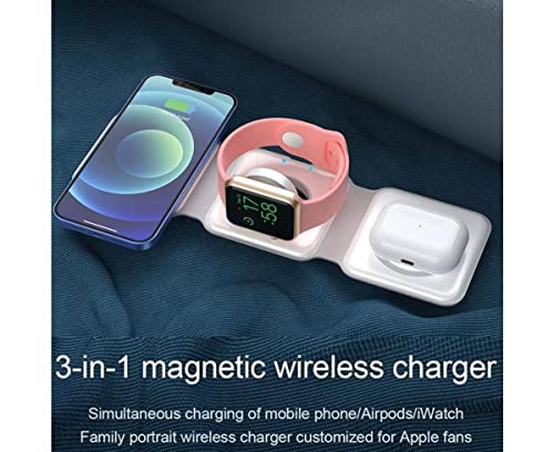 FOHOA 3 in 1 Wireless Charger, Magnetic Foldable Charging Station, Fast Wireless Charging Pad (Black)