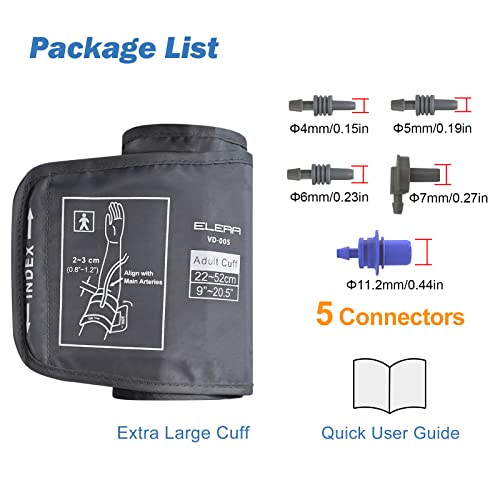 Extra Large Blood Pressure Cuff, ELERA Replacement Extra Large Cuff Applicable for 9”-20.5” Inches (22-52CM) Big Arm, Cuff Only BP Machine Not Included
