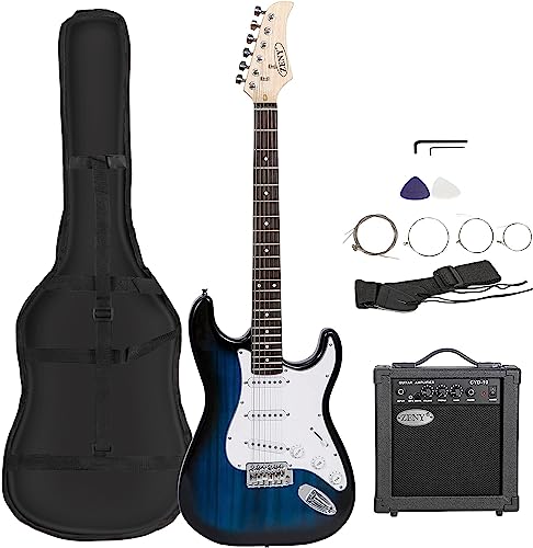 ZENY 39" Full Size Electric Guitar with Amp, Case and Accessories Pack Beginner Starter Package, Blue Ideal Christmas Thanksgiving