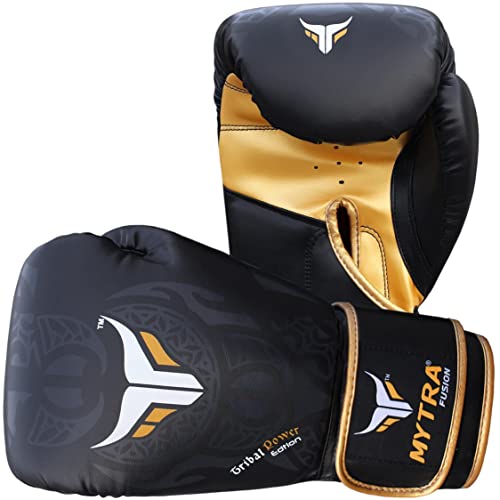 Mytra Fusion Boxing Gloves – Kickboxing Gloves for Men & Women Boxing Training Gloves MMA Muay Thai Gloves Punching Gloves (18-oz, Black)