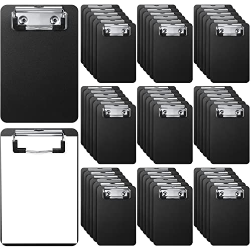 60 Pack Mini Clipboards 4 x 6 Inch Memo Small Clipboards Plastic Check Presenters for Restaurants Pocket Cute Clipboard with Profile Clip for Small Notepads Receipts Tickets for Office (Black)