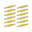 12PCS 3.5mm/1/8'' TRS Stereo Male Plug Audio Connector Solder Type 3 Pole with Spring Coax Cable Jack Plug Metal Audio Adapter Converter for Headphones