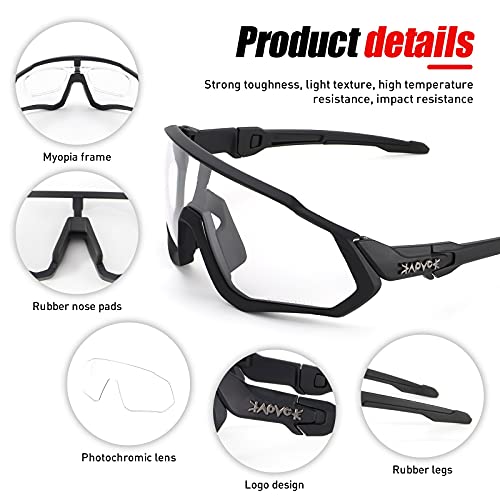 KAPVOE Photochromic Cycling Glasses Men Women Mountain Bike Sunglasses Clear MTB Bicycle Riding