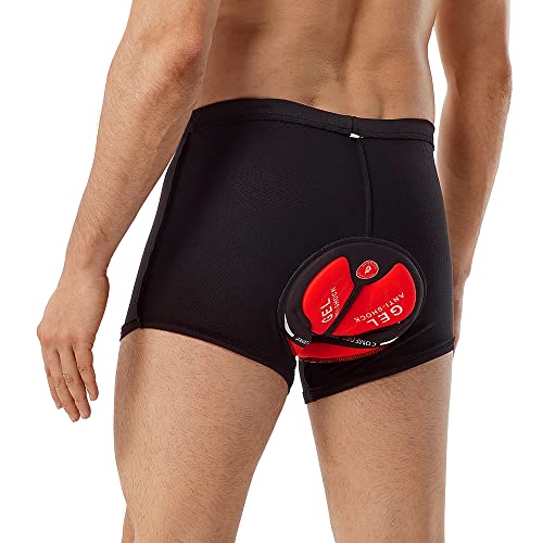 WOSAWE Men's Cycling Underwear Padded Shorts MTB Biking Boxer Briefs Shorts, XXX-Large Black