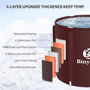 Ice Bath Tub for Athletes Portable Cold Plunge Tub Ice Bath Cold Plunge Tub Outdoor Ice Barrel Ice Bath Tub For Adults Cold Therapy Tub for Recovery (BY9001 New reddish brown-29.5"Φ x 26.8"H)