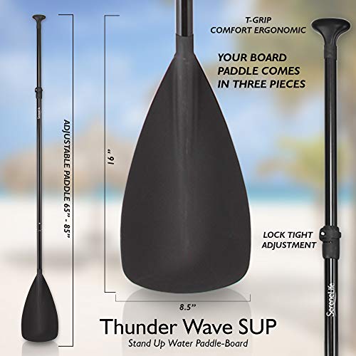 SereneLife Inflatable Stand Up Paddle Board (6 Inches Thick) with Premium SUP Accessories & Carry Bag | Wide Stance, Bottom Fin for Paddling, Surf Control, Non-Slip Deck | Youth & Adult Standing Boat