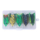 OriGlam 【Happy Shopping Day】 5pcs Topwater Frog Lures, Frog Crankbait Tackle, Frog Fishing Lures Soft Fishing Baits, Hollow Body 3D Eyes Frog Lure Weedless Swimbait with Hook for Bass Pike